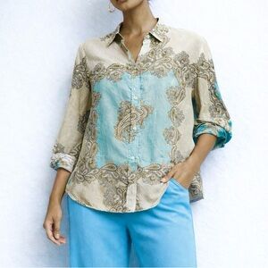 Brax Feel Good Paisley Print Button-Up Shirt